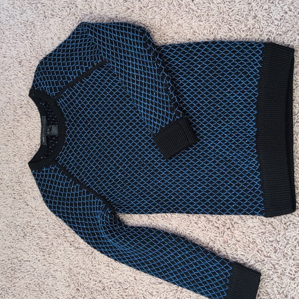 Blue and Black Sparkly Knit Sweater
